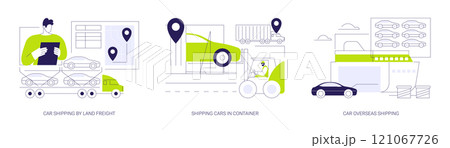 Automobiles international shipping abstract concept vector illustrations. 121067726