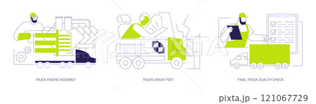 Truck production line abstract concept vector illustrations. Truck production line abstract concept vector illustrations. 121067729