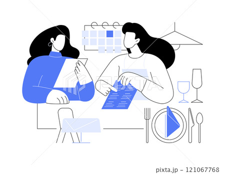 Discussing event menu isolated cartoon vector illustrations. 121067768