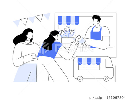 Sell delicious snacks isolated cartoon vector illustrations. Sell delicious snacks isolated cartoon vector illustrations. 121067804