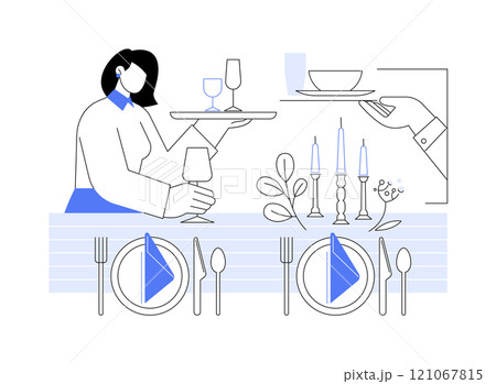 Table setting isolated cartoon vector illustrations. 121067815