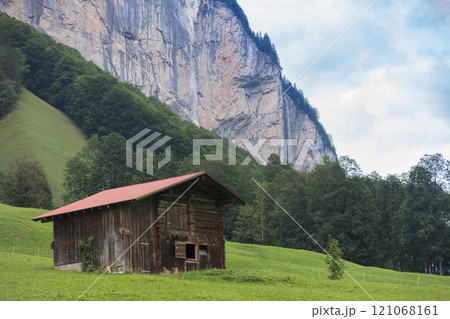 Lauterbrunnen Valley and Swiss Alps Switzerland. Lauterbrunnen Valley and Swiss Alps Switzerland. 121068161