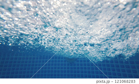 Transparent Water With Bubbles Movement From Filtration In Swimming Pool Transparent Water With Bubbles Movement From Filtration In Swimming Pool 121068283