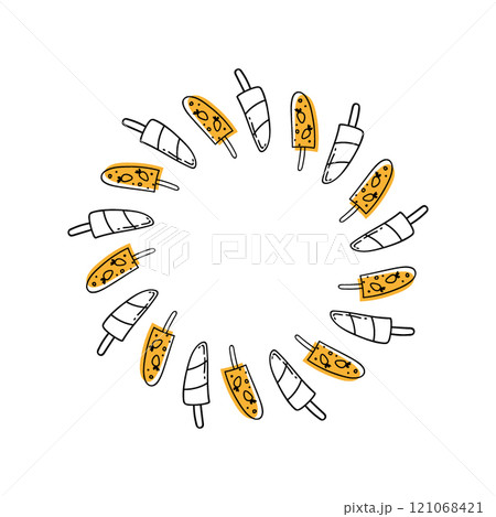 Decorative round frame with ice creams Decorative round frame with ice creams 121068421