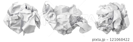 White crumpled paper ball isolated on white background White crumpled paper ball isolated on white background 121068422