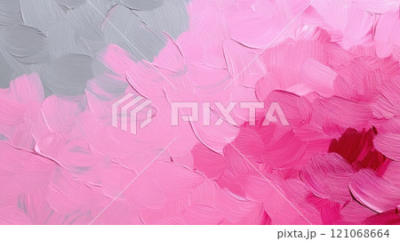 Pink and gray abstract painting with bold brushstrokes creating a textured effect, AI 121068664