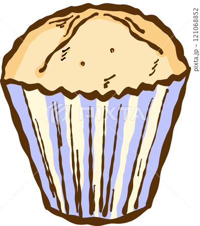 手描き風のシンプルなカップケーキ　イラスト 121068852