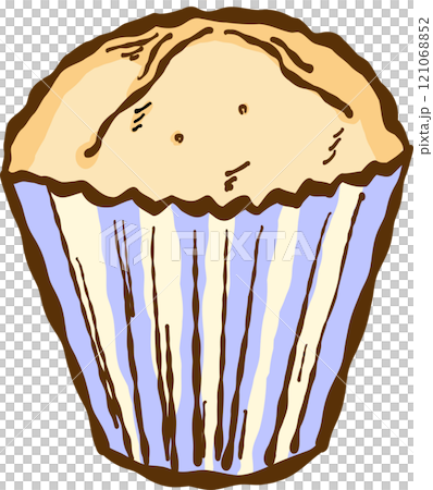手描き風のシンプルなカップケーキ　イラスト 121068852