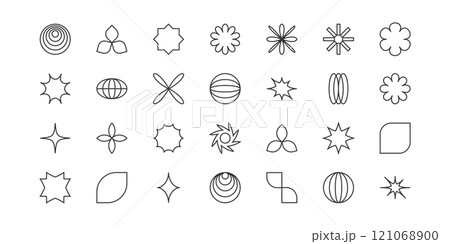 Brutalism vector shapes. Postmodern geometric abstract shapes, Retro design symbols in Y2K., trendy retro design symbols in Y2K style. Geometric shapes set. Brutalism vector shapes. Postmodern geometric abstract shapes, Retro design symbols in Y2K., trendy retro design symbols in Y2K style. Geometric shapes set. 121068900