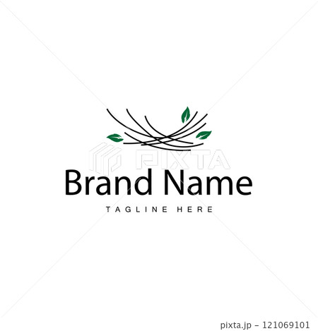 Bird's Nest Logo, Simple Bird House Illustration Templet Design Vector 121069101
