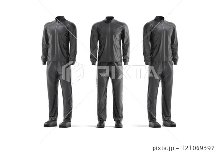 Blank black sport team uniform mockup, front and side view Blank black sport team uniform mockup, front and side view 121069397