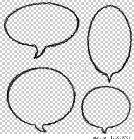 クレヨンで書いたような吹き出しイラストセット クレヨンで書いたような吹き出しイラストセット 121069708