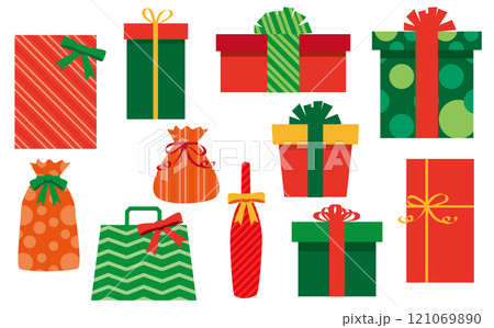 かわいいクリスマスプレゼントのイラスト素材セット 121069890