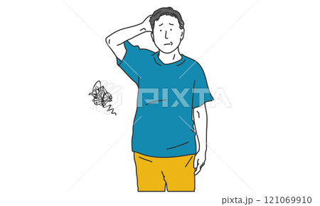 メタボに悩む中年男性のシンプルイラスト 121069910