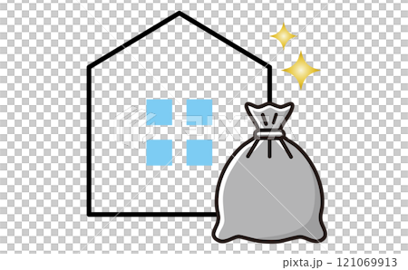 家の前に出す収集前のゴミ 121069913