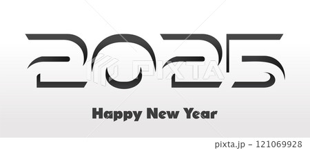Happy New Year 2025 strict monochrome design. Creative design of 2025 typography 121069928