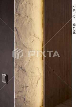 Explore an Elegant Wall Design with Backlighting and a Textured Finish that uplifts any space Explore an Elegant Wall Design with Backlighting and a Textured Finish that uplifts any space 121070140