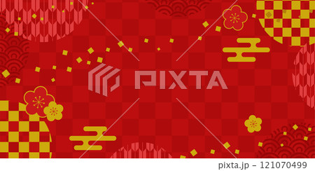 赤の和風背景_ベクターイラスト(1:2) 赤の和風背景_ベクターイラスト(1:2) 121070499