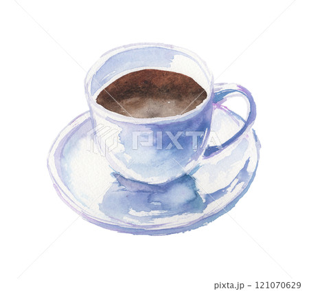 水彩で描いたコーヒーのイラスト 水彩で描いたコーヒーのイラスト 121070629