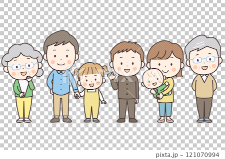 Vector illustration of families of various ages Vector illustration of families of various ages 121070994