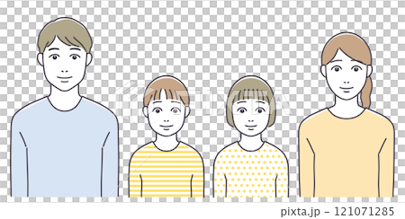 父母と子供二人の家族 121071285