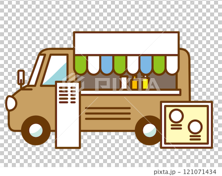 シンプルでかわいいキッチンカーのイラスト シンプルでかわいいキッチンカーのイラスト 121071434