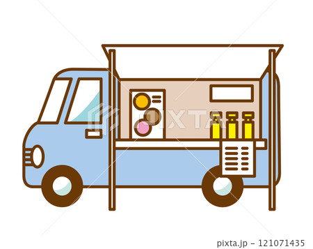 シンプルでかわいいキッチンカーのイラスト シンプルでかわいいキッチンカーのイラスト 121071435
