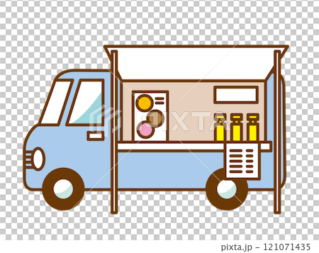 シンプルでかわいいキッチンカーのイラスト シンプルでかわいいキッチンカーのイラスト 121071435