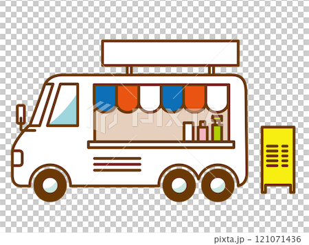 シンプルでかわいいキッチンカーのイラスト 121071436