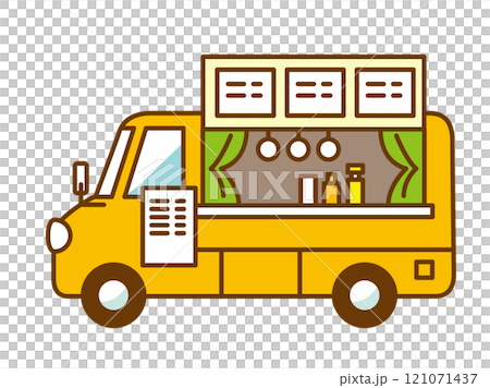 シンプルでかわいいキッチンカーのイラスト 121071437