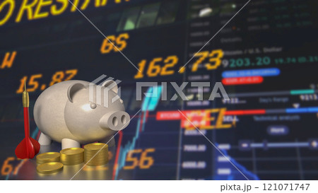 The Darts and Piggy bank for Business concept 3d rendering. The Darts and Piggy bank for Business concept 3d rendering. 121071747