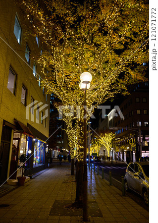 神戸の街がイルミネーションでキラキラ輝く12月,神戸元町旧居留地にて撮影。 121071772