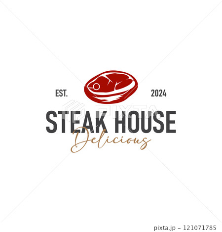Vintage barbecue grill illustration template fresh meat logo design Vintage barbecue grill illustration template fresh meat logo design 121071785