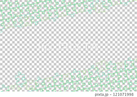 A design of wireframes in the shape of a light green puzzle connected diagonally up and down 121071998