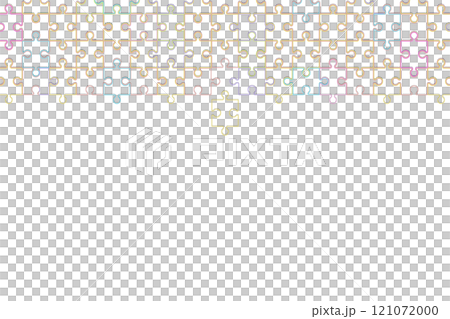 背景與彩色拼圖形狀的框架在頂部連接，並在中心由一件分開 121072000
