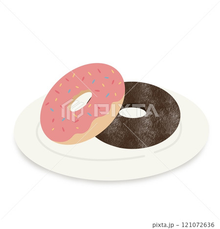 皿に乗ったチョコドーナツ 121072636