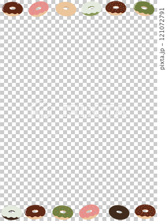 Hand-drawn frame of colorful donuts 121072791