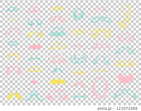 カラフルで可愛いヒゲアイコンセット　手描きイラスト 121072888
