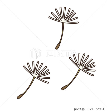 タンポポの綿毛が飛んでいく様子を表したイラスト 121072961