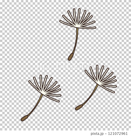 タンポポの綿毛が飛んでいく様子を表したイラスト 121072961