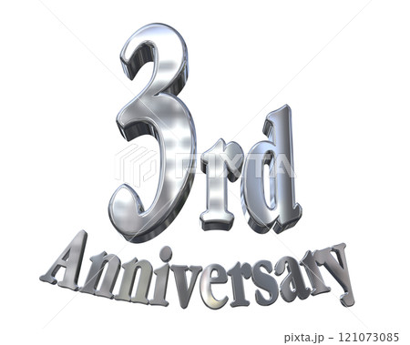 3DCG文字「3rd Anniversary/3周年マークキラキラ」シルバー,銀 121073085