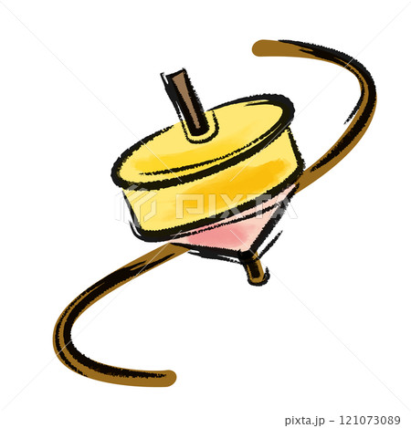 シンプルな水彩風の独楽(こま)のイラスト シンプルな水彩風の独楽(こま)のイラスト 121073089