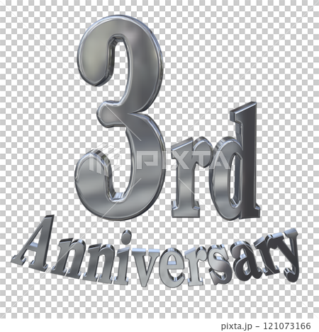 3DCG文字「3rd Anniversary/3周年マークキラキラ」シルバー,銀 3DCG文字「3rd Anniversary/3周年マークキラキラ」シルバー,銀 121073166
