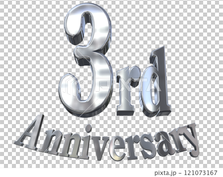 3DCG文字「3rd Anniversary/3周年マークキラキラ」シルバー,銀 3DCG文字「3rd Anniversary/3周年マークキラキラ」シルバー,銀 121073167