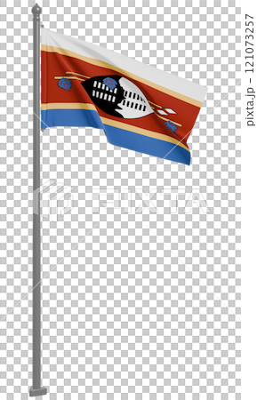 3D illustration of the fluttering flag of the Kingdom of Swaziland (front view) 121073257