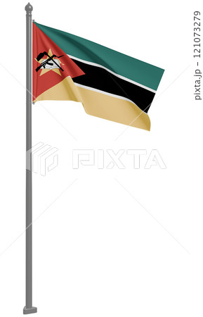 モザンビーク共和国のはためく国旗の3Dイラスト(正面)	 121073279