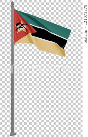 モザンビーク共和国のはためく国旗の3Dイラスト(正面)	 121073279