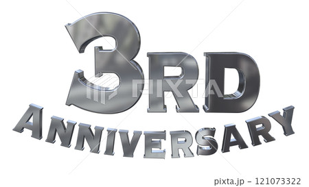 3DCG文字「3rd Anniversary/3周年マークキラキラ」シルバー,銀 121073322