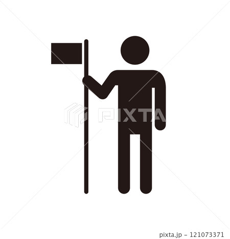 旗を持つ人のピクトグラムアイコン 121073371