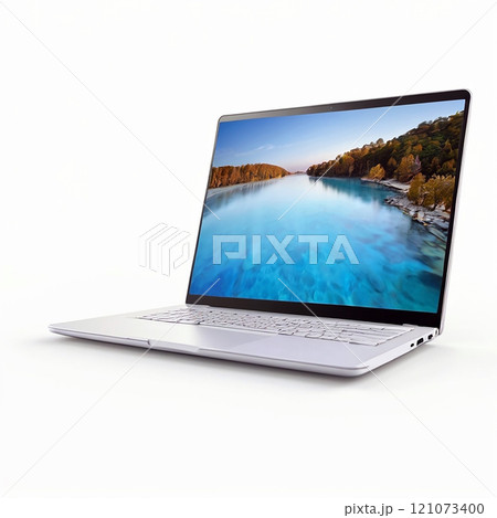 Modern Laptop Isolated on White Background   Generative AI illustration 121073400
